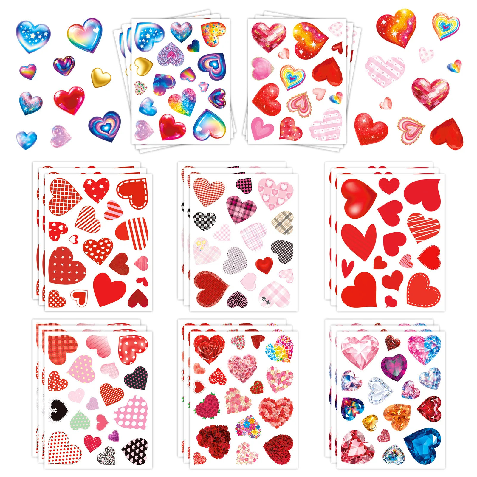 8-Pack Ins-Style Heart 'Love' Graffiti Decal Stickers for DIY Helmet And Envelope Decoration Waterproof Semi-Cut Couple Theme