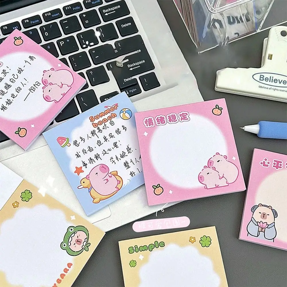 50 ورقة/حزمة لطيف الوردي كابيبارا مثبت دفتر Ins الكرتون غير لزجة كابيبارا مذكرة الوسادة القابلة للإزالة المحمولة رسالة ورقة