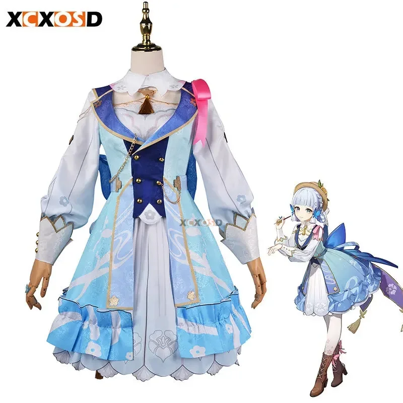 Ready Stock Genshin Impact Kamisato Ayaka Springbloom Missive Cosplay Costume Wig Dress Game Roleplay Women Outfits