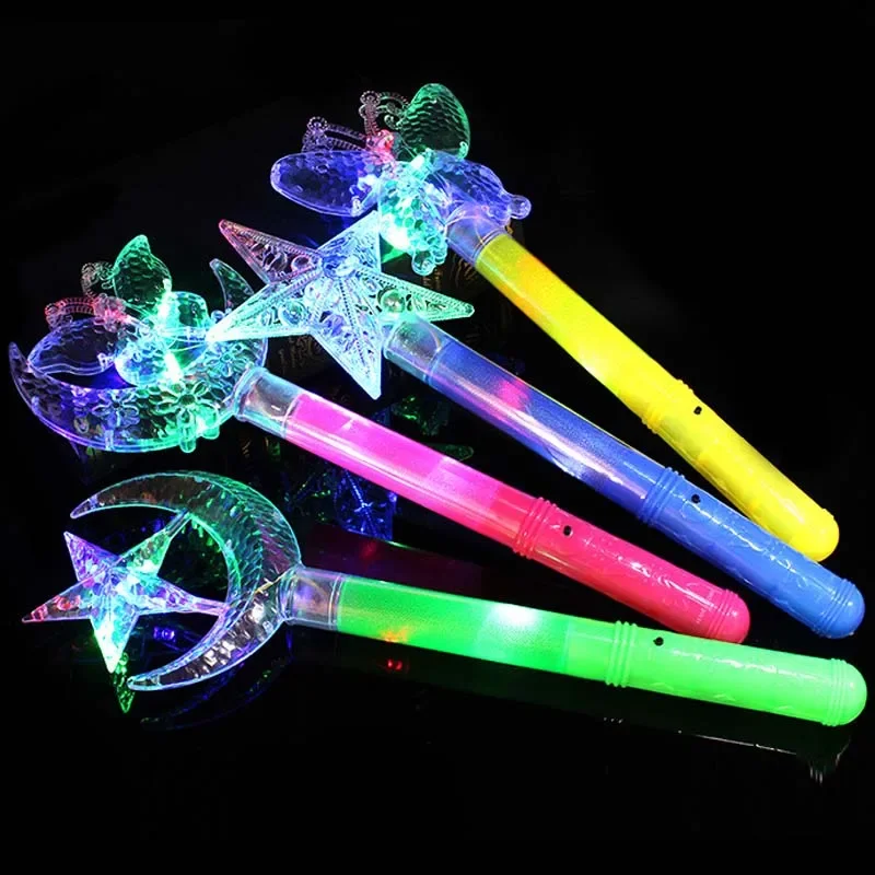 Flashing Stick Fairy Princess Magic Wand Sticks Crown Children Girl Party Favor Cheer  Birthday Gift Wedding Festival