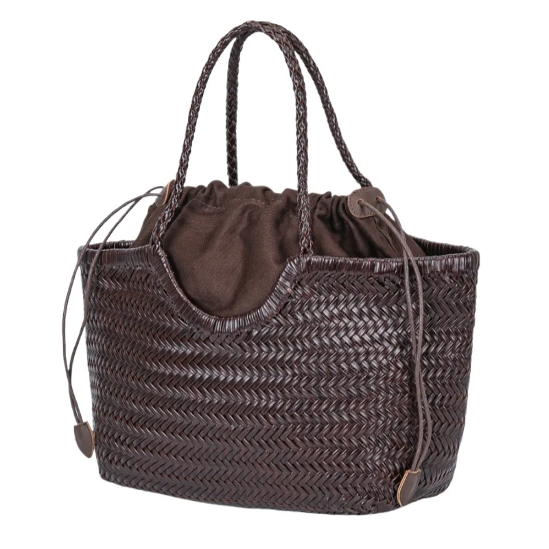 

Большая вместительная женская тканая сумка-тоут из натуральной кожи с внутренней сумкой, винтажная ретро-тканая сумка из воловьей кожи, пляжная сумка для отдыха и путешествий