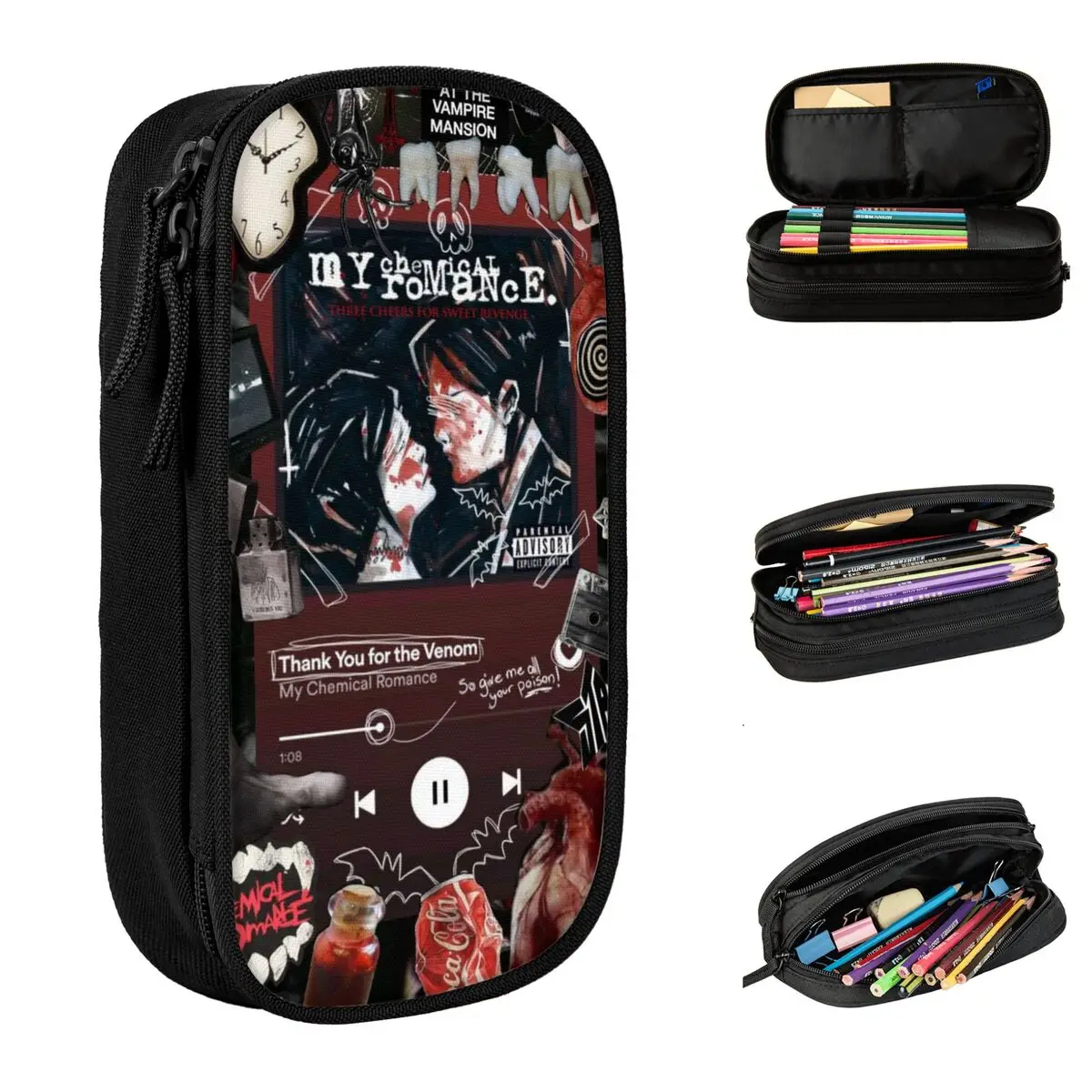 

MCR My Chemical Romance Rock Band Merch Pencil Case Large Capacity For School Pencil Box Suprise Gift