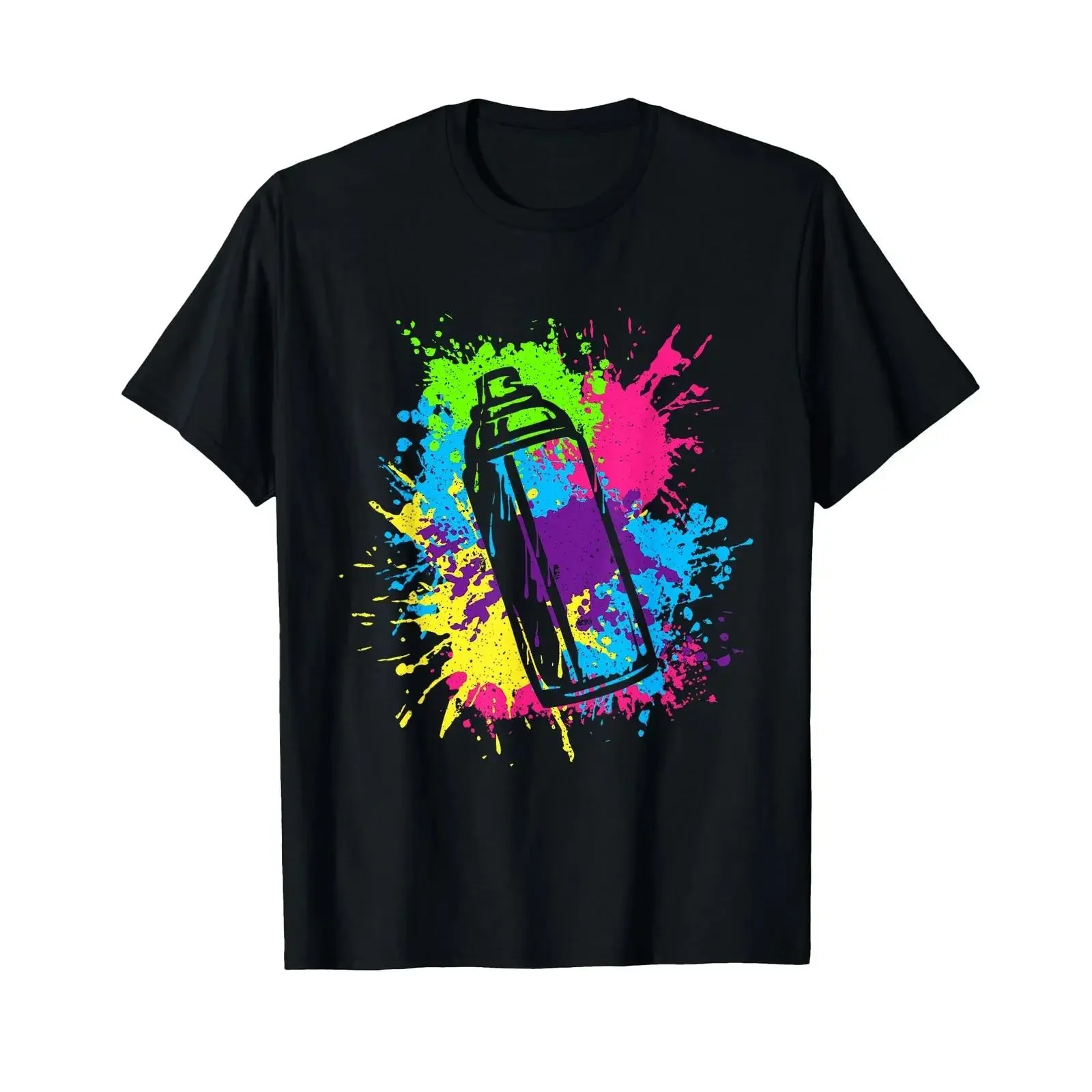 Colourful Graffiti Spray Can Street Art Artist T Shirt Small Black vintage Washed Slightly Versatile Stylish fashion graphic
