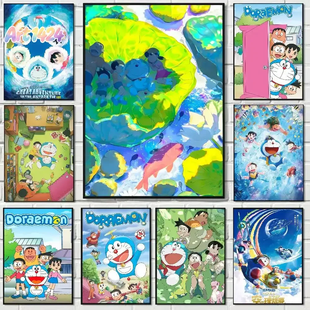 Anime Doraemon Classic Vintage Posters Decoracion Painting Wall Art White Kraft Paper Kawaii Room Decor