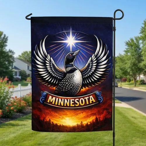 Minnesota Loon Bird Garden Flag, Resistance Pride Decor PPZ