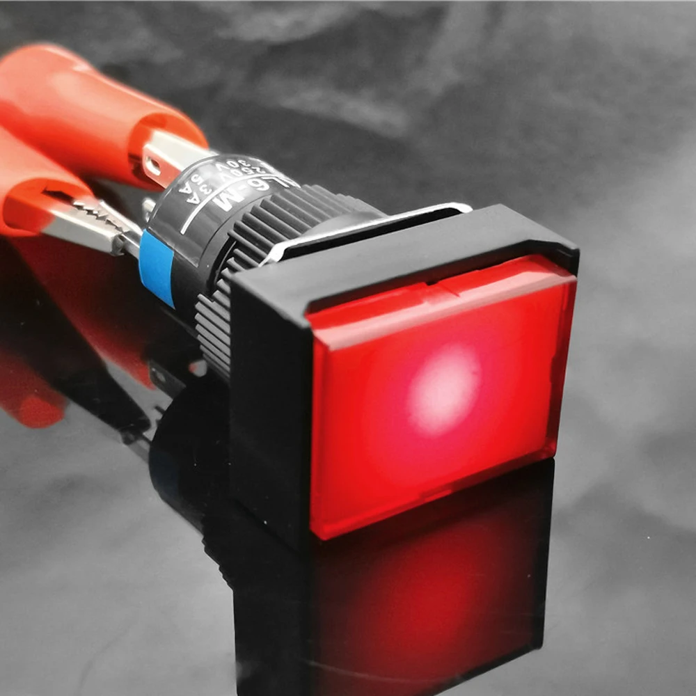 ABILKEEN 16MM AD16 Plastic Push Button Switch ON-ON Latching/Momentary with LED Illuminate Square/Round/Rectangle Head Button