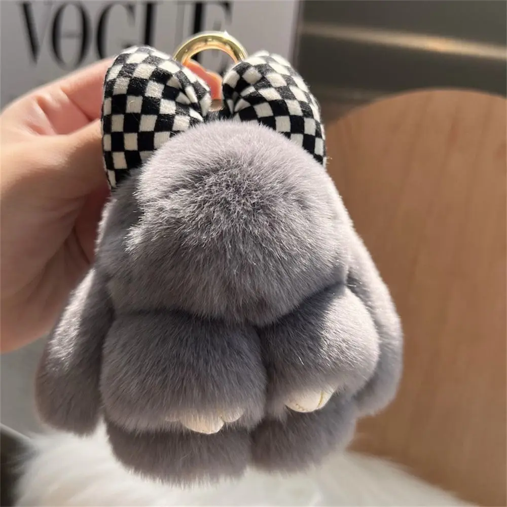 Mini Rabbit Hair Bow Pendant Bag Strap Car Key Chain Cute Bunny Couple Pendant Cute Keychain Key Ring