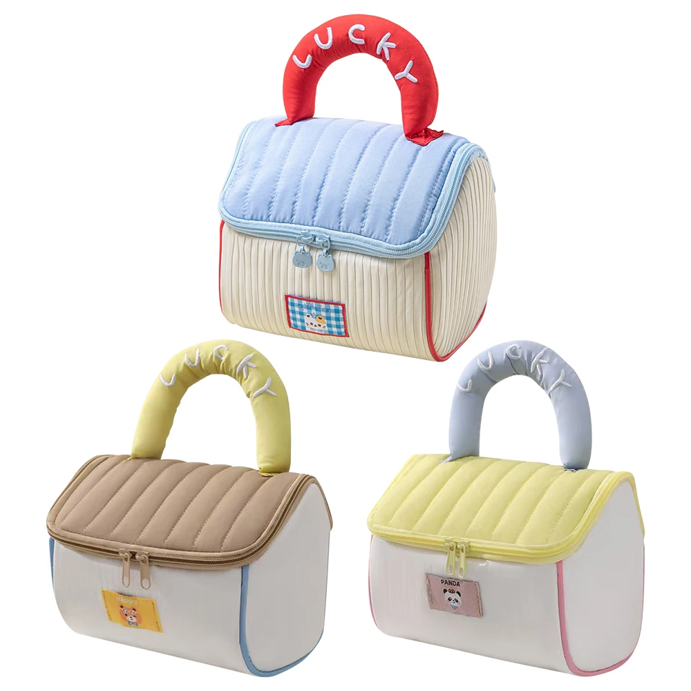 حقيبة مكياج بنمط كرتوني على شكل منزل، حقيبة تخزين للعناية بالبشرة، سعة كبيرة، ملحقات مكياج للسفر، حقيبة غسيل للفتيات