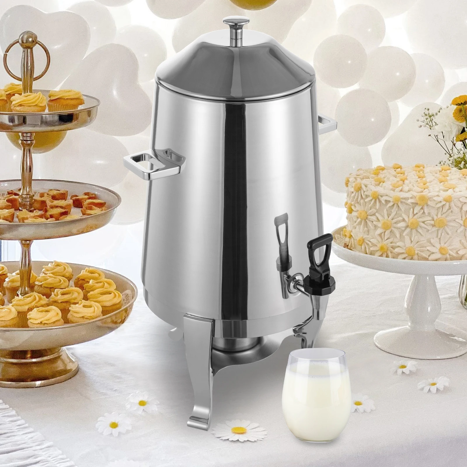 

3.43gal Hot Beverage Dispenser with Tap 400w Stainless Steel Coffee Chafer Hot Drink Insulation Barrel for Hotel Buffet Catering