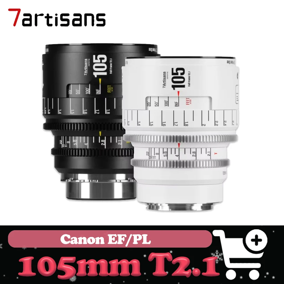 7artisans 105mm T2.1 Full Frame  Manual Focus Cine Lens Large Aperture High Resolution Camera Lens for Filmmaking Video Record