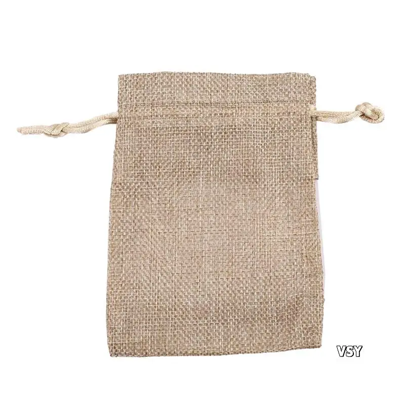120Pcs Flax Organza Bags Burlap Drawstring Pouch Christmas Gifts Bag Wedding Party Bags 10X14cm