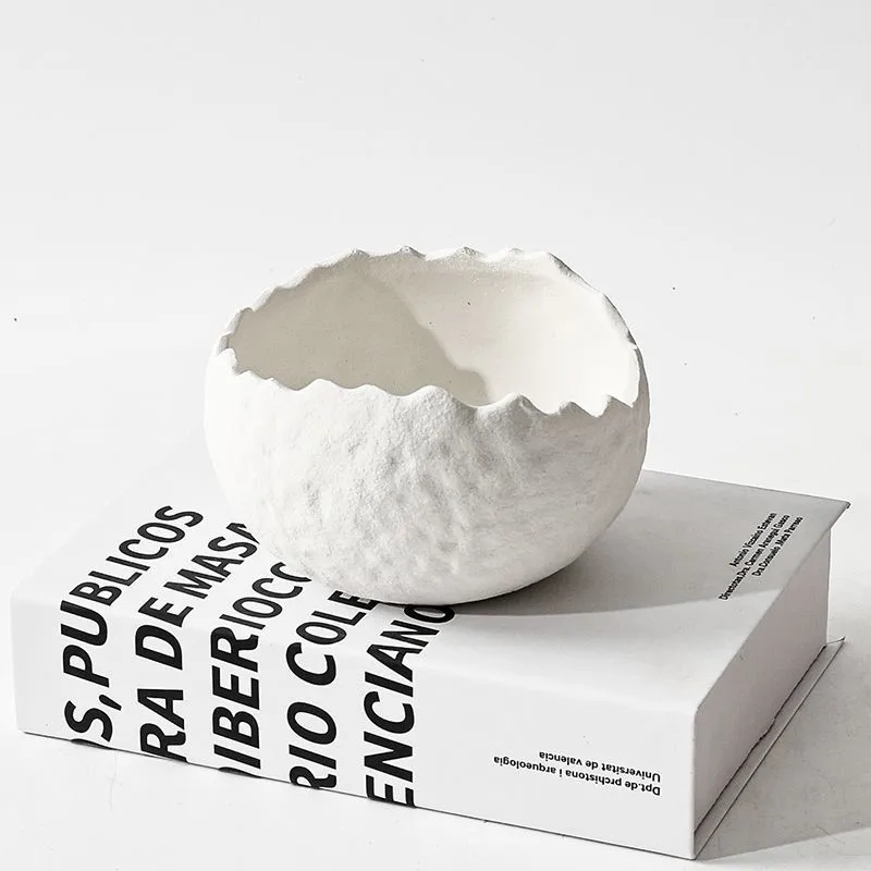 Egg Shaped Style Desktop Trash Can Living Room Coffee Table Ceramic Commercial Hotel Table Storage Bin Countertop Waste BinZJ344