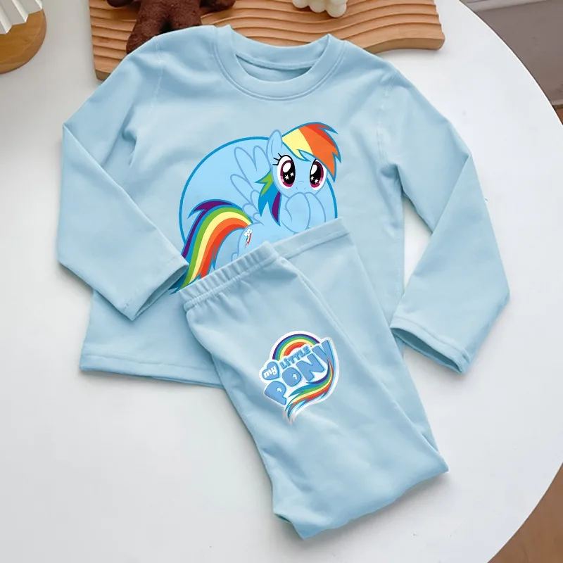 My Little Ponys Girl Winter Pajamas Long Sleeve Loungewear Kids Cartoon Warm Home Wear Children Anime Cute Pajama Set Gifts 2025