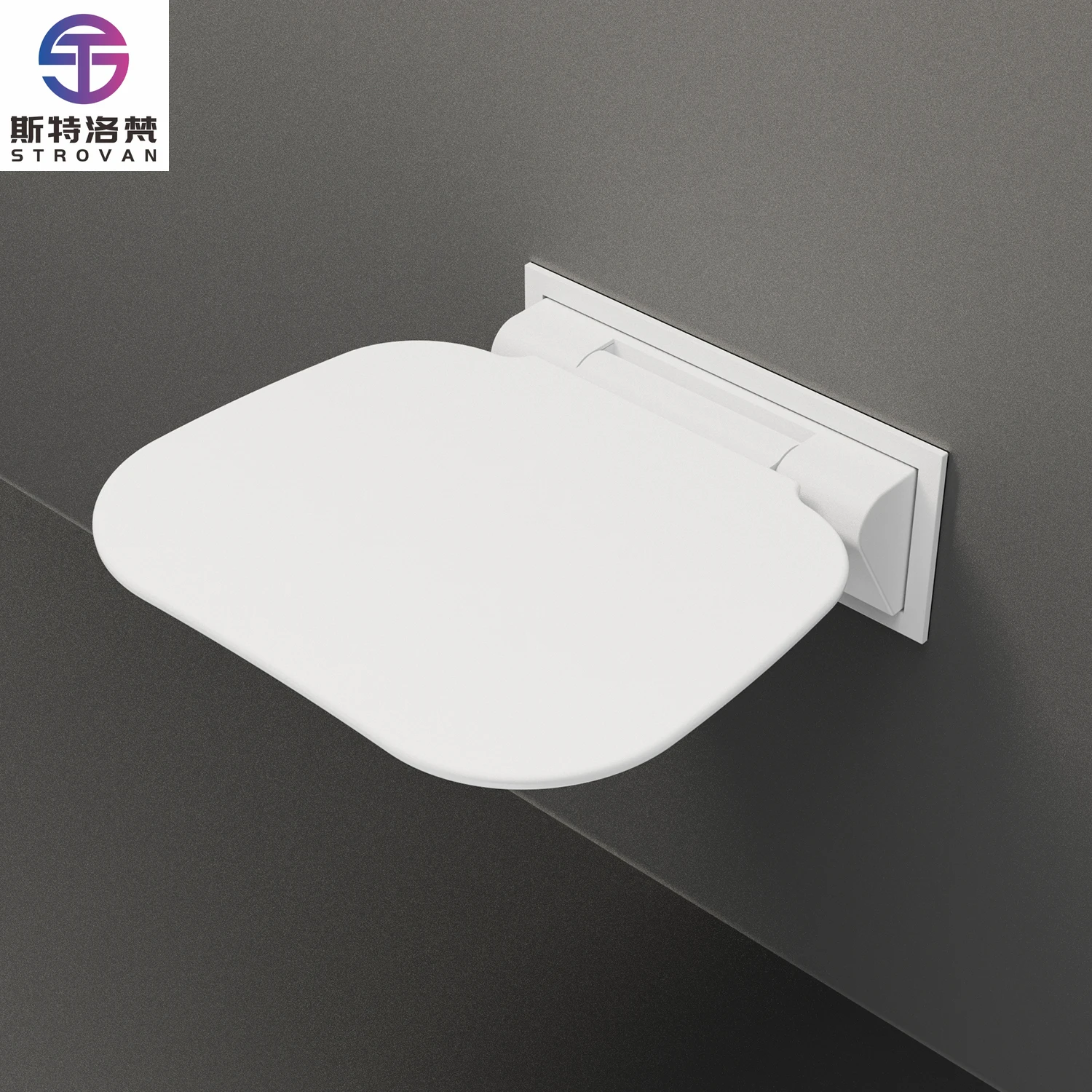 Wall Folding Shower Seat Shower Chair  Matte White with Soft Closing Hinges Stainless Steel Top for Timber Framed Bathrooms