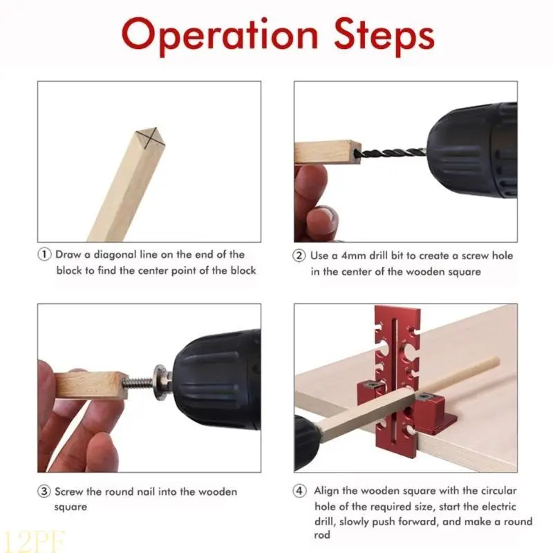 12PF Multiple Size Dowel Maker Drill Attachment for DIYer Woodworking Projects