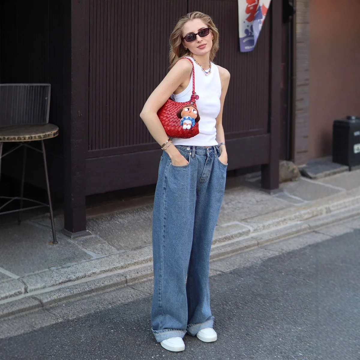 

Широкие свободные джинсы, осень 2023, новые прямые брюки длиной до пола, женские джинсы из чистого хлопка