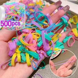 500 unids/caja anillo de goma colorido bandas elásticas gruesas desechables para el cabello soporte para cola de caballo banda de goma Scrunchies accesorios para el cabello para niños