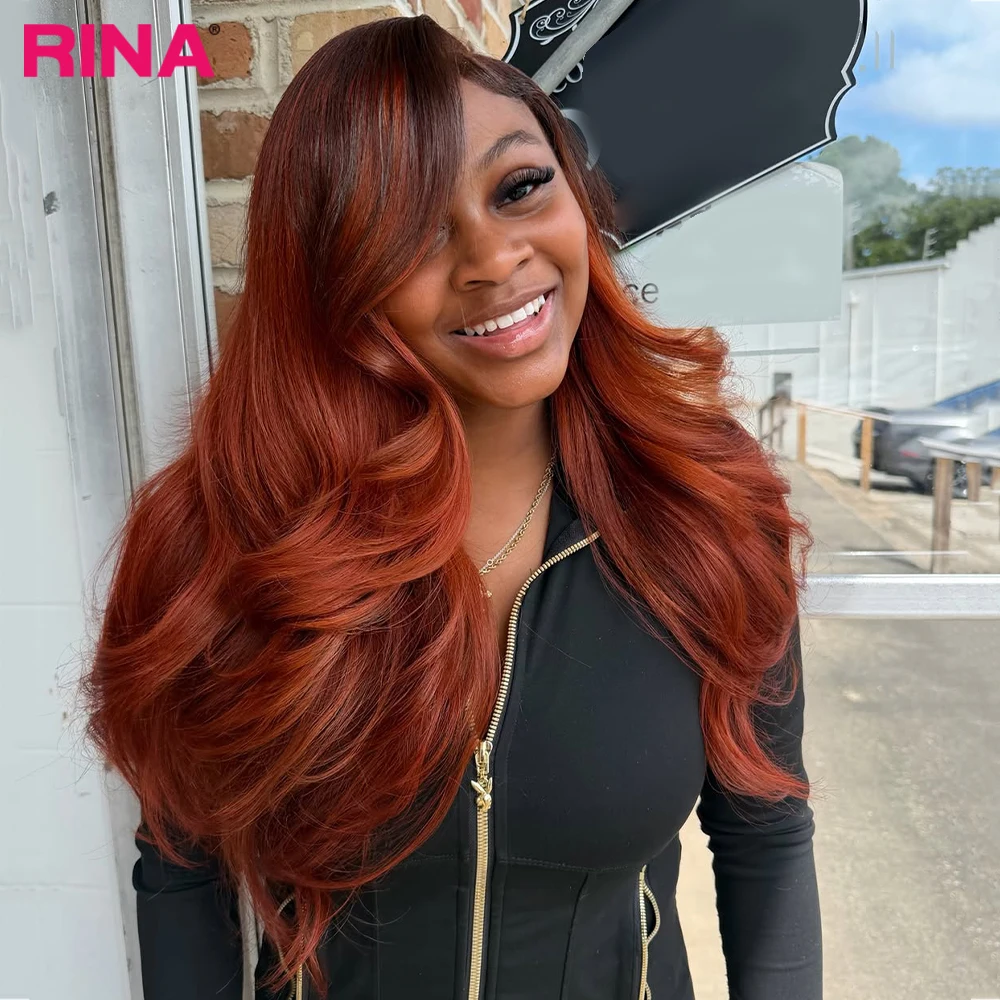 Ombre Orange Color 13X6 13x4 Transparent Lace Front Wig Colored Body Wave Human Hair 5X5 Lace Drawstring Glueless Wigs for Women