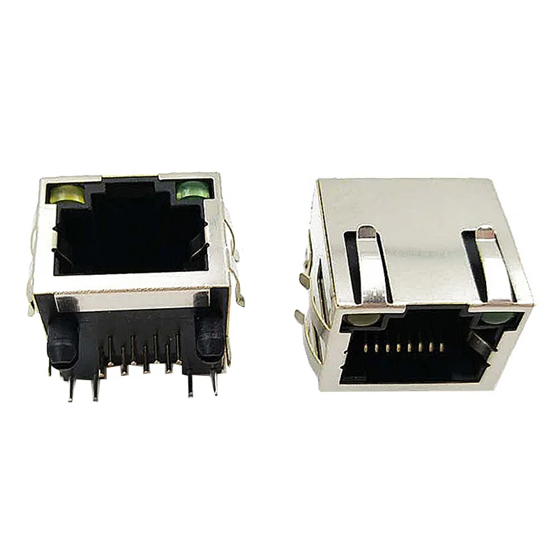 10PCS 56 RJ45 network socket with 8P8C design, featuring shielded honeycomb, illuminated strip, and push-in copper shell socket.