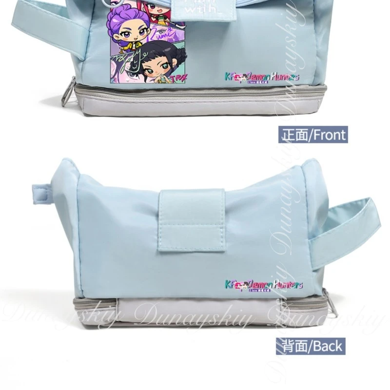 KPop Demon Hunters película Zoey Rumi Mira con el perímetro Beige y azul claro de estuche para lápices disfraz de Cosplay individual de dos estilos