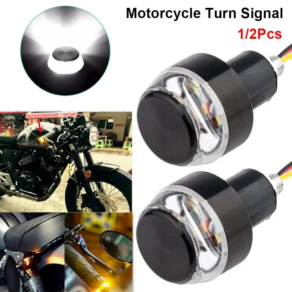 1/2Pcs New 12V Motorcycle Turn Signals 22mm Flashing Handle Bar LED Light End Blinker for Moto Handle Bar