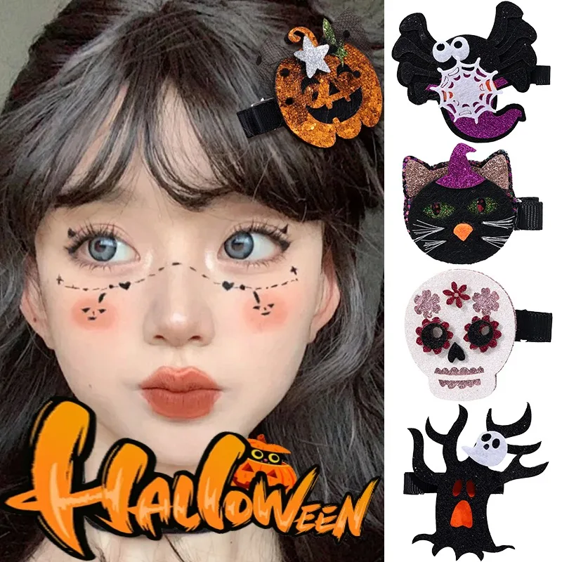 Halloween Big Eye Spider Hairpin Decorative Ghost Tree Hair Clip Festival Celebration Laughing Pumpkin Hairclip Sweet Headwear