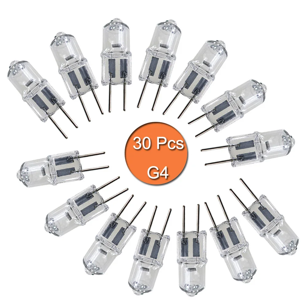30 Pcs Halogen Light Bulb G4 12v 20w 360°Lighting 3000k Mini Lamp Home Decoration Light Living Room Lights Energy Saving Bedroom