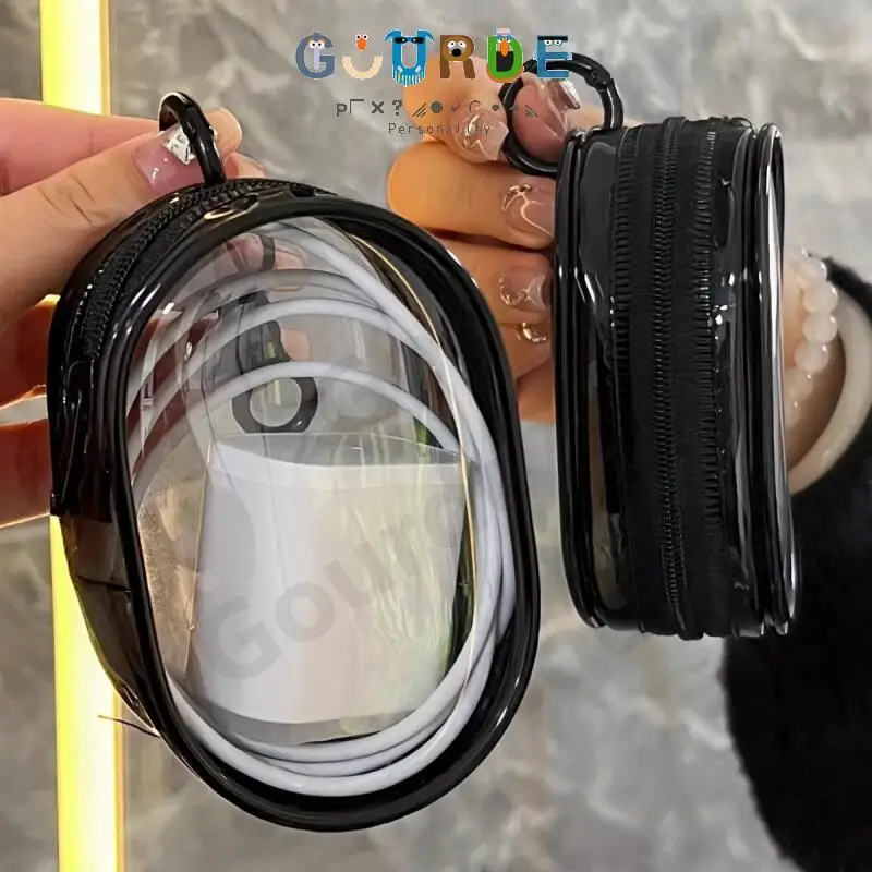 Gourde صندوق تخزين بسيط وشفاف متعدد الوظائف للسفر في الهواء الطلق حقيبة تخزين كابل USB تخزين دائري