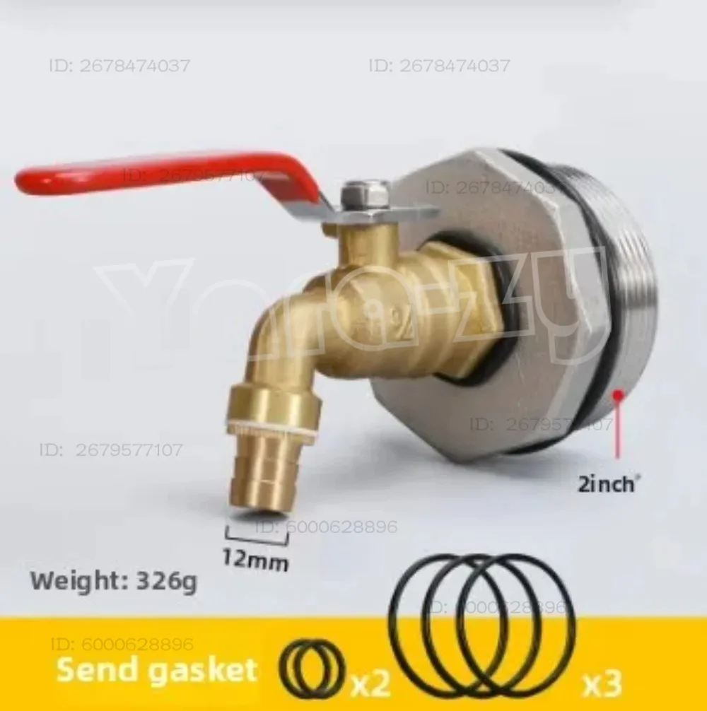 2 Inch Drum Faucet Brass Barrel Faucet with EPDM Gasket for 55 Gallon Drum