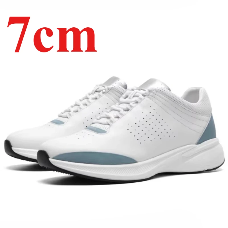 

Мужские спортивные кроссовки на танкетке 7 см, повседневные, из натуральной кожи, удобные, на толстой подошве, увеличивающие рост