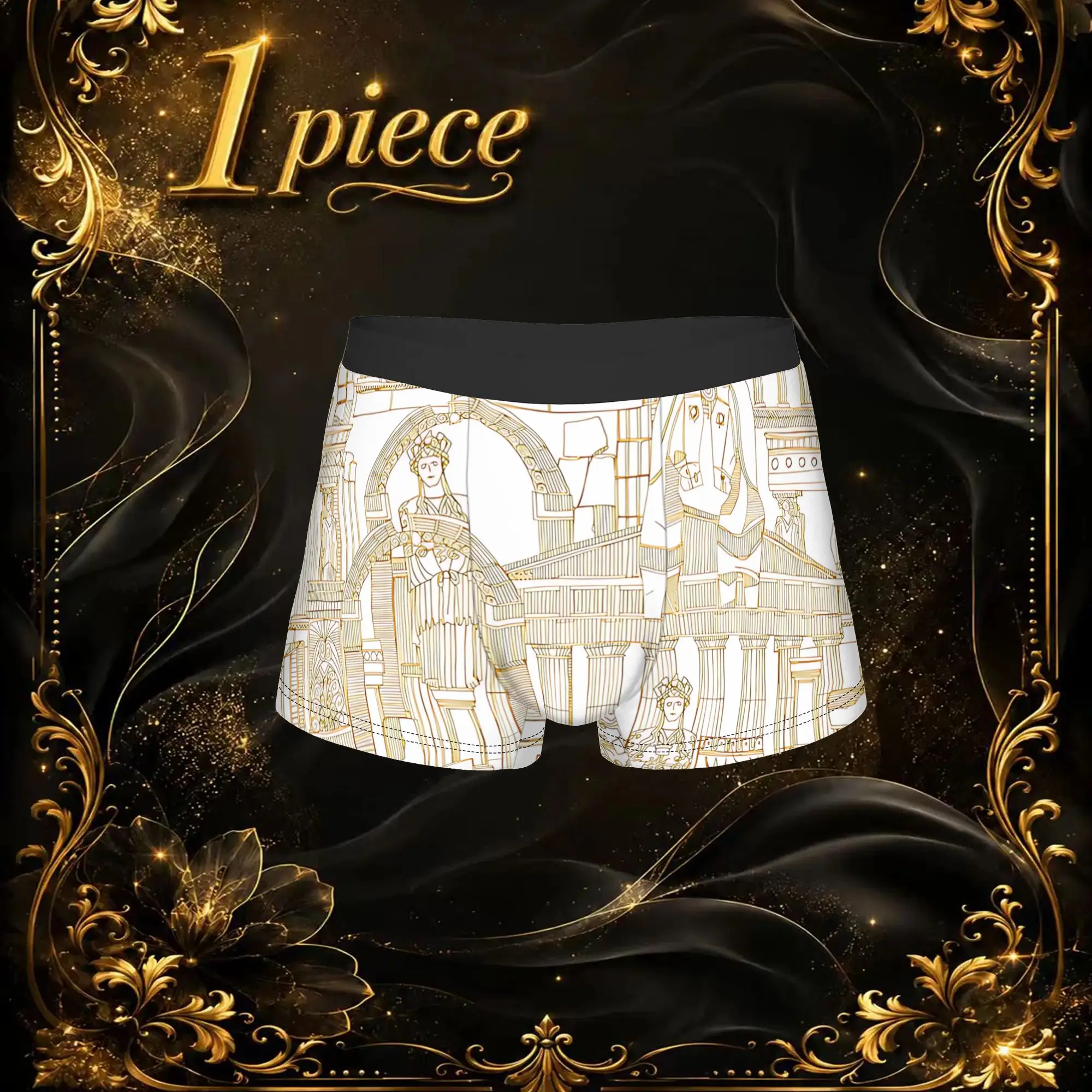 1pc Retro Ancient Greece Gold White Underpants Breathable Panties Men Underwear Suitable Shorts Boxer Briefs