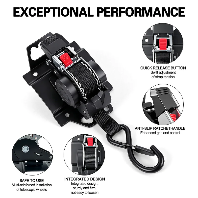 Retractable Ratchet Straps for Retractable Ratchet Straps Bundle for Ford F150 2024 2025 Security Lid Bed Storage Bin Side Cover