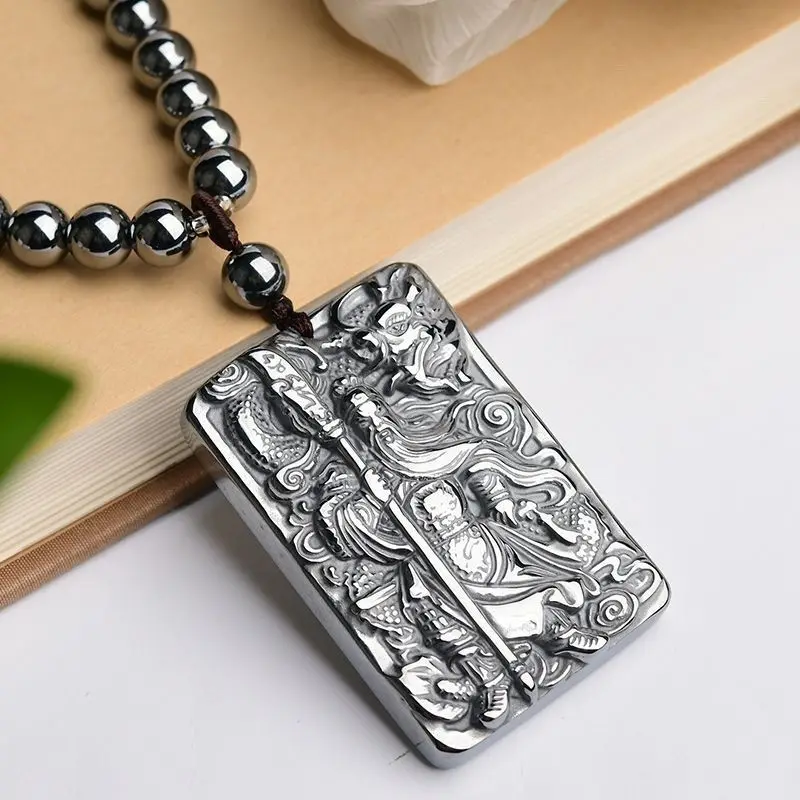 

Natural Terahertz Moisture Removal Necklace Guan Gong Martial God of Wealth Buddha Energy Stone