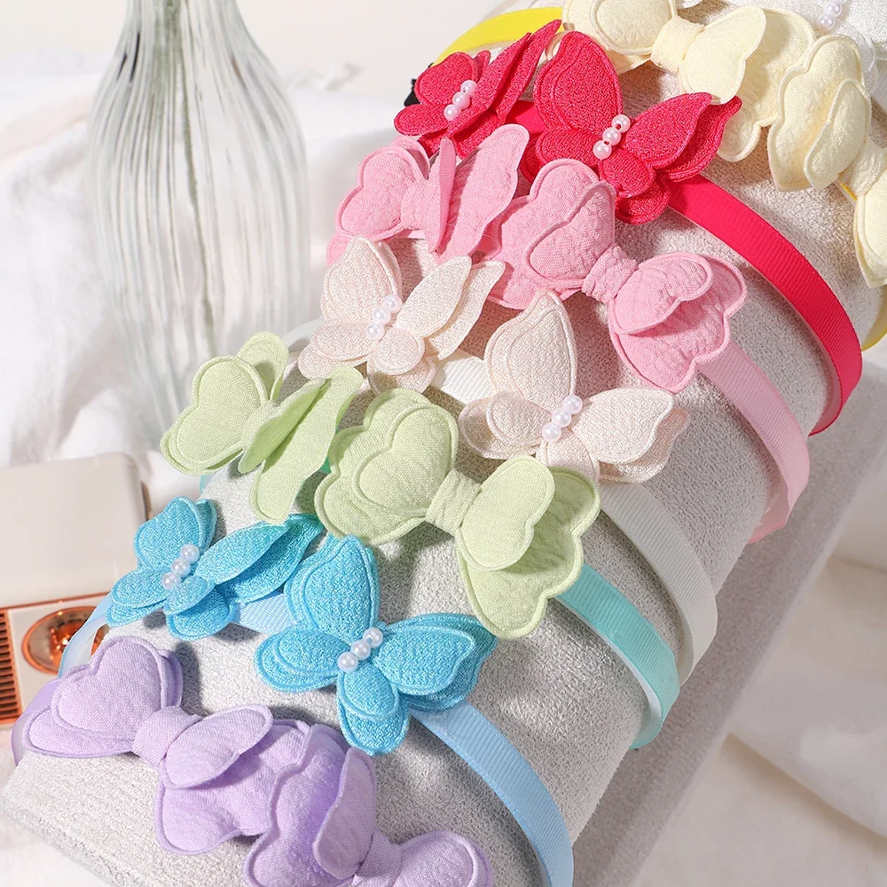 2Pcs/lot Candy Color Hair Band for Baby Girl Lovely Butterfly Children\'s Hair Hoop Cute Bows Kids Headwear Hair Accessories Gift