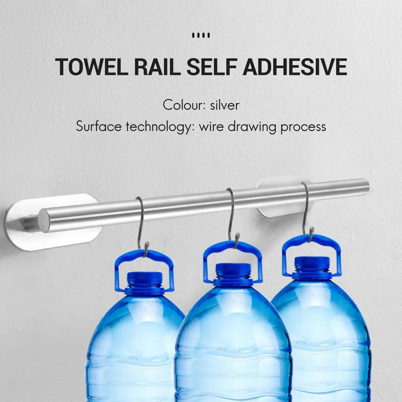 -AA95 Stainless Steel Towel Rail Self Adhesive Towel Rack For Bathroom Kitchen Toilet Wall Mounted Punch-Free Installation