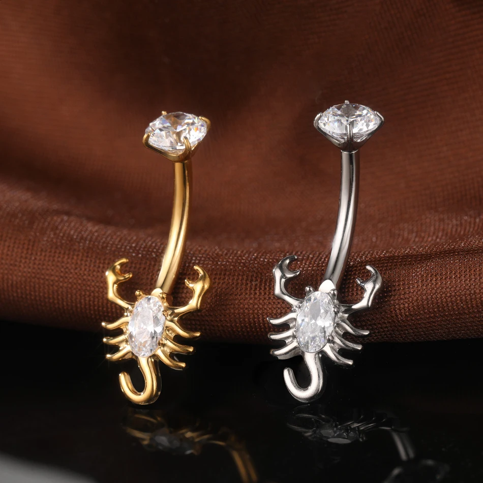 1/5 قطعة التيتانيوم العقرب كريستال البطن زر خواتم 14 جرام داخليا الخيوط استرخى البطن الثقب Ombligo السرة مسمار مجوهرات #6