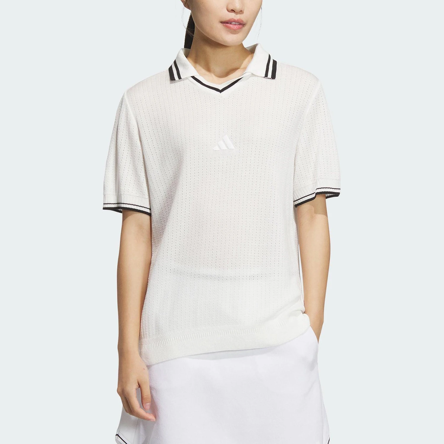 

Adidas genuine summer new women's knitted golf polo shirt JE8302