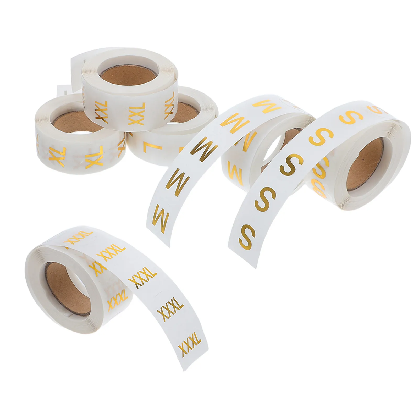 

6 Rolls Clothing Size Sticker Labels S-3Xl 20Mm Round Gold Hot Stamping Transparent Base Waterproof for Clothing Label Sticker