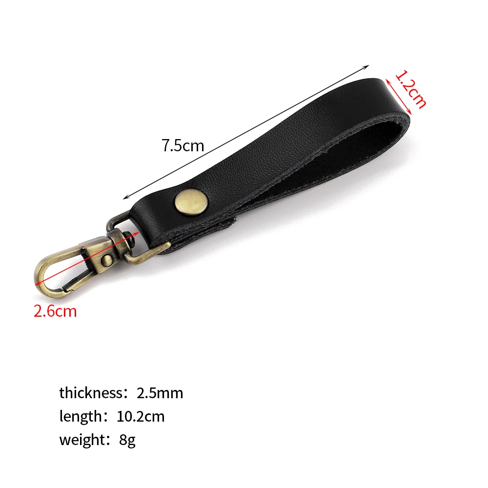 7.5cm Genuine Leather Keychain Women Men black Car Key Ring Chain Portable Auto Keys Clutch Bag Strap Wrist Bags Strap