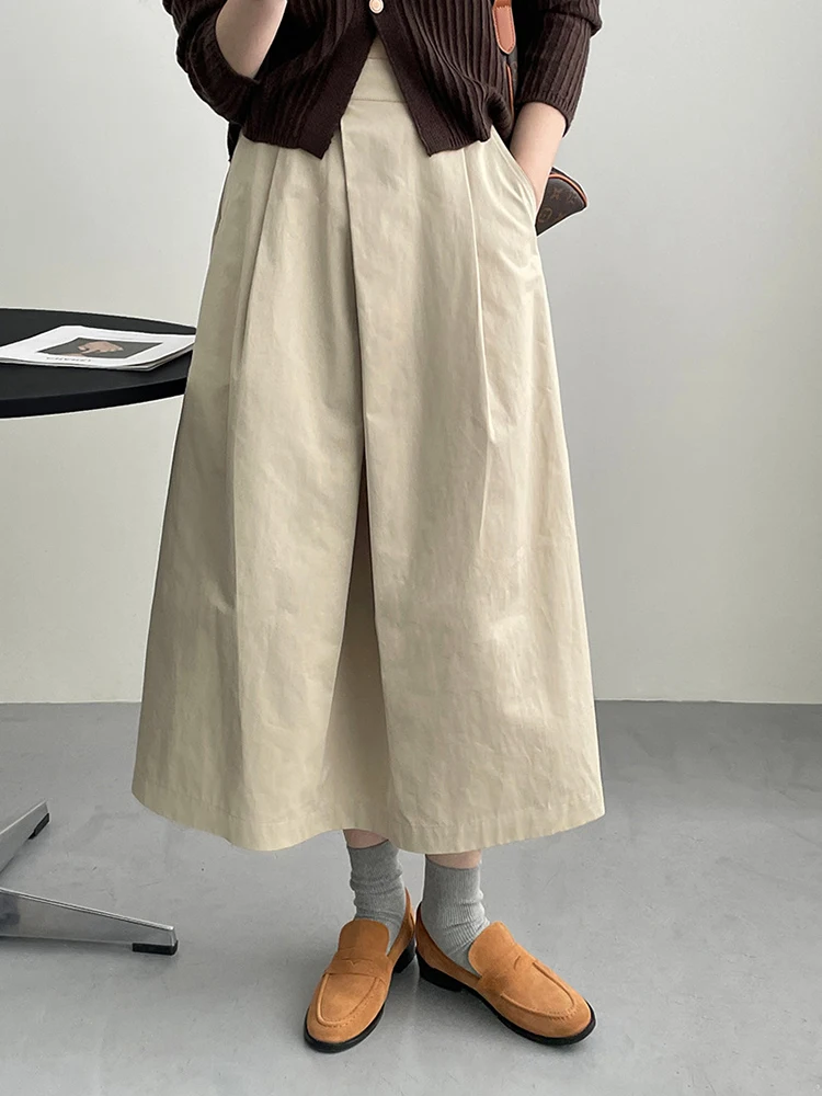 High Waist Apricot A-line Irregular Pleated Elegant Half-body Skirt Women Fashion Tide New Spring Autumn 2026