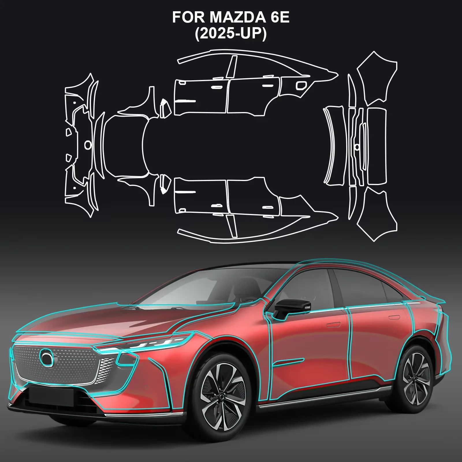 For Mazda 3 6e 2024-2025 9Mil TPU Bumper Hood Scratch-Resistant Self-Healing Paint Protection Film Invisible Pre-cut PPF Kit﻿