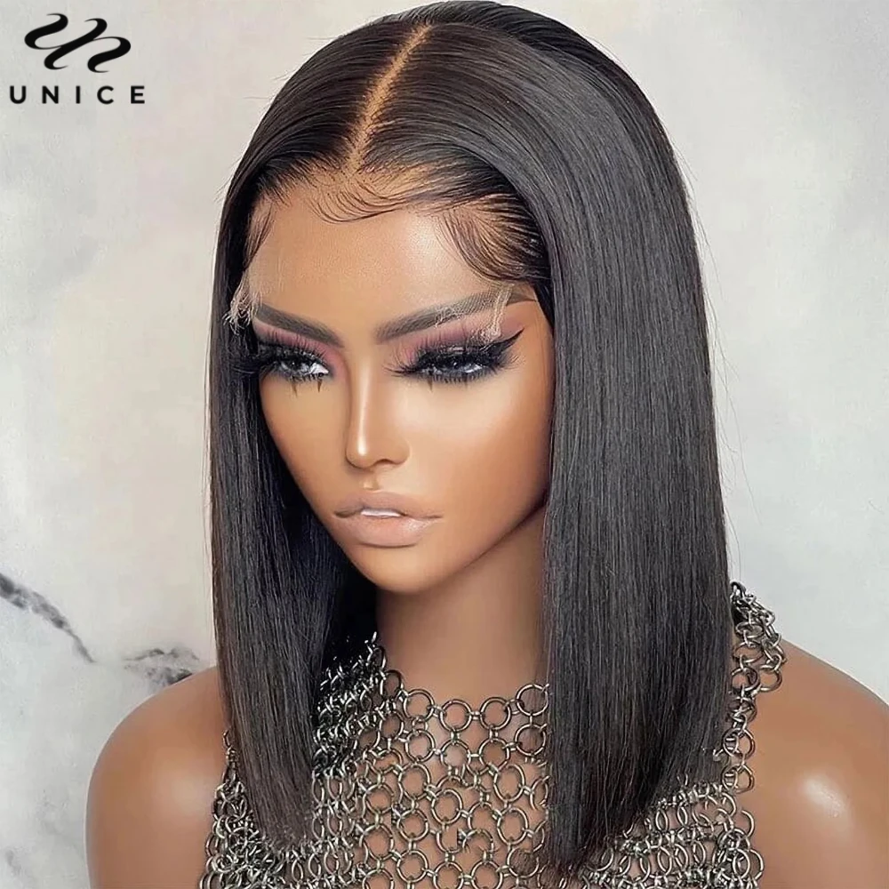 UNice Hair Straight Bob Wigs 4x4 13x4 Lace Front Human Hair Wig 150% Density Short Human Hair Wigs