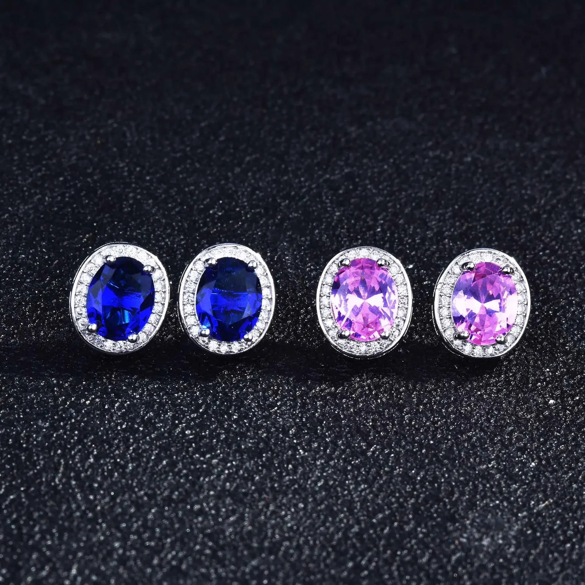 100% 925 Sterling Silver Sapphire Earring for Women Girls Aros Mujer Oreja Pink Topaz Blue Bizuteria Gemstone Orecchini Jewellry