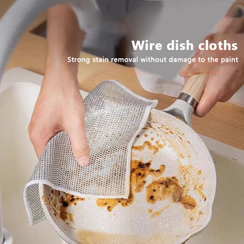 Multifunctional Non-Scratch Wire Dishcloth Wire Dishcloth Multipurpose Wire Dishwashing Rags Cleaning Cloth Magic Dish Towel