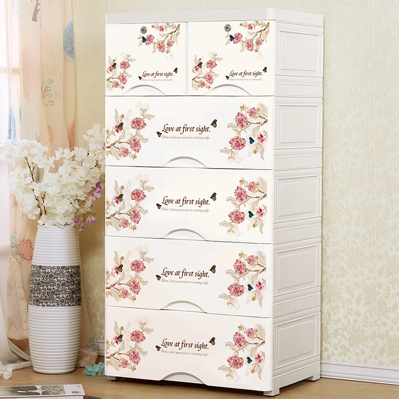 

58Cm wide thickened bedroom clothes storage cabinet drawer type plastic multi-functional locker household multi-layer chest of d