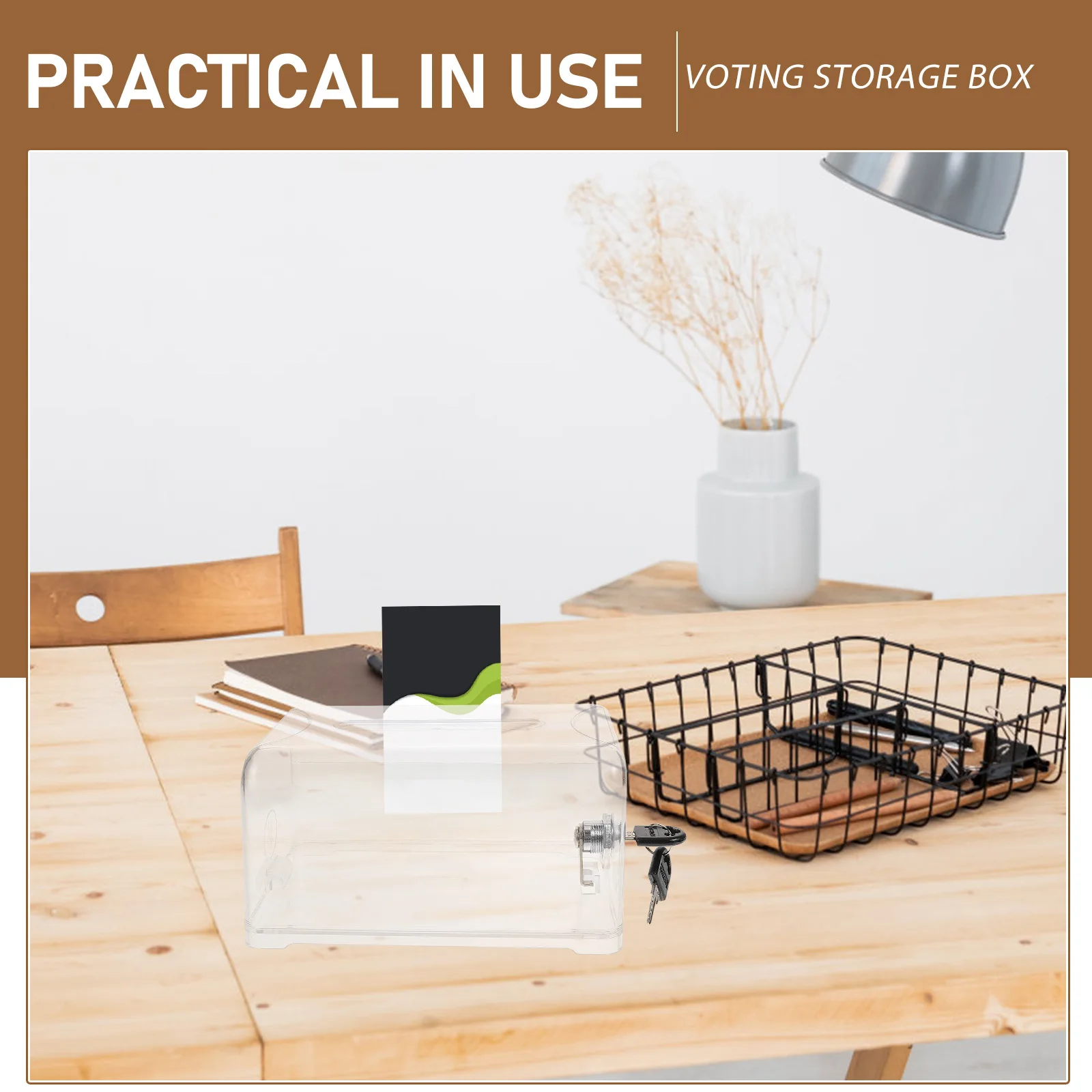 

Clear Acrylic Donation Box Lockable Voting Suggestion Fundraising Collection Box For Office Factory Public Use Ballot