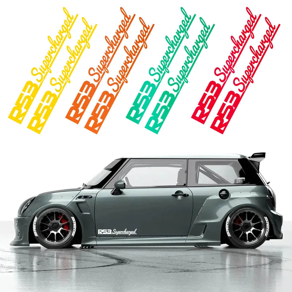 2Pcs For Mini Coopers S R53 Hatchback Car Side Sticker Supercharged DIY Vinyl Decals Decor Waterproof Auto Styling Accessories