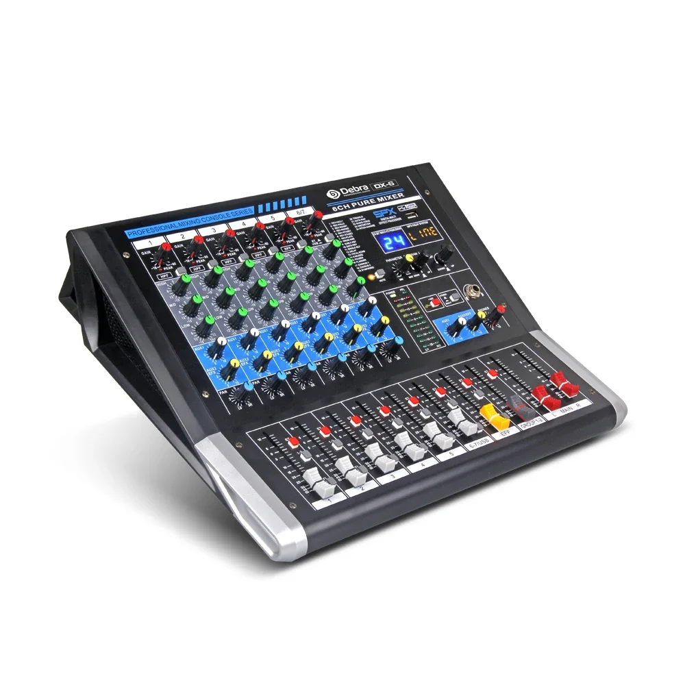 Audio DX-6 6channel professional Multifunction audio mixer DJ console with 24Dsp REVERB SPX for stage singing karaoke