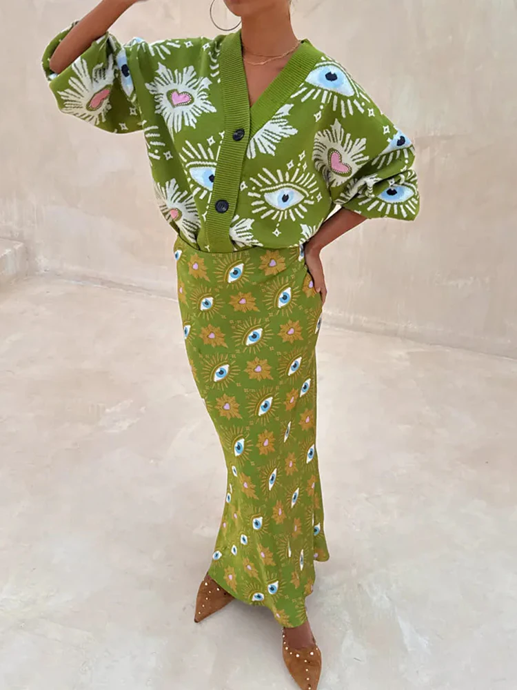 عين الشيطان المطبوعة شيك التنانير الطويلة مزاجه عالية الخصر ضئيلة التفاف الوركين التنانير سيدة أنيقة التباين اللون حزب نصف التنانير #3