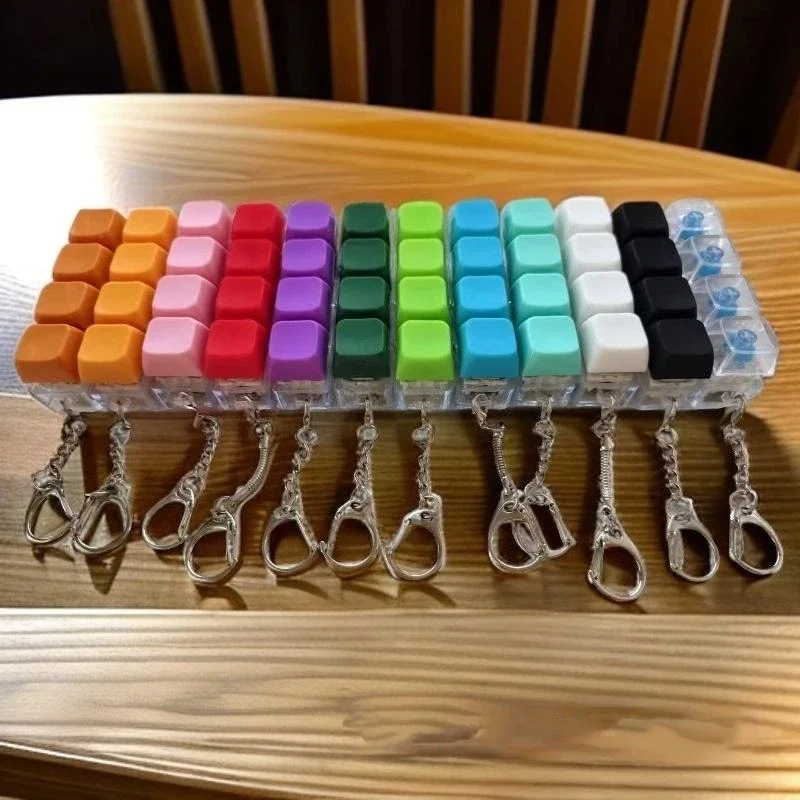 1Pcs 4 Keys Finger Keyboard Caps DIY Keyboard Clicker Toys Button Keycap  Keychain For Adult Relief Stress Toy